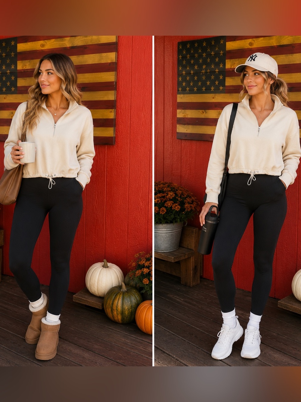 Sporty Beige Quarter-Zip Pullover